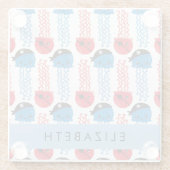 Pirate Jellyfish, Quallen Muster, Ihr Name Glasuntersetzer (Rückseite)