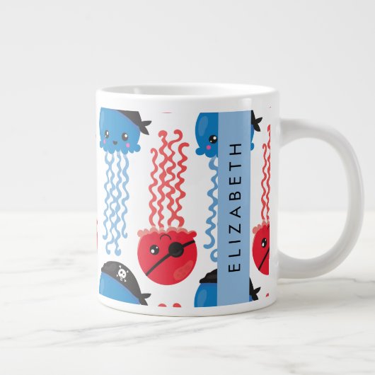 Pirate Jellyfish, Quallen Muster, Ihr Name Jumbo-Tasse (Rechts)