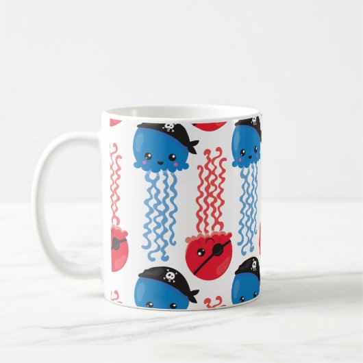 Pirate Jellyfish, Quallen Muster, Ihr Name Kaffeetasse (Links)