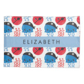 Pirate Jellyfish, Quallen Muster, Ihr Name Kissenbezug (Rückseite)