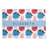 Pirate Jellyfish, Quallen Muster, Ihr Name Kissenbezug (Vorderseite)