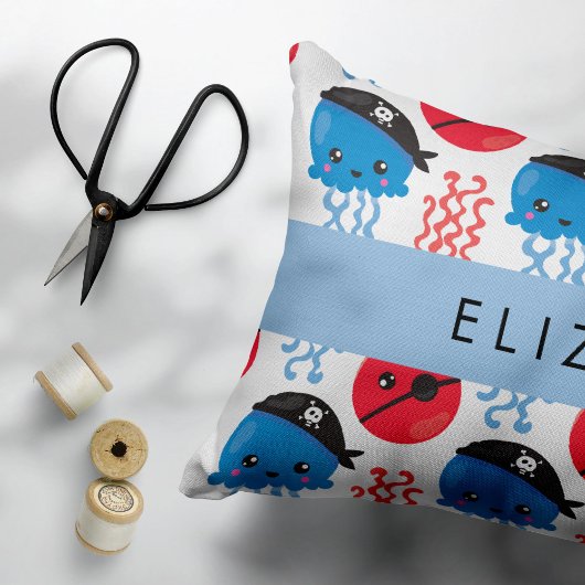 Pirate Jellyfish, Quallen Muster, Ihr Name Kissenbezug