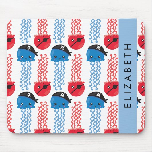 Pirate Jellyfish, Quallen Muster, Ihr Name Mousepad (Vorne)
