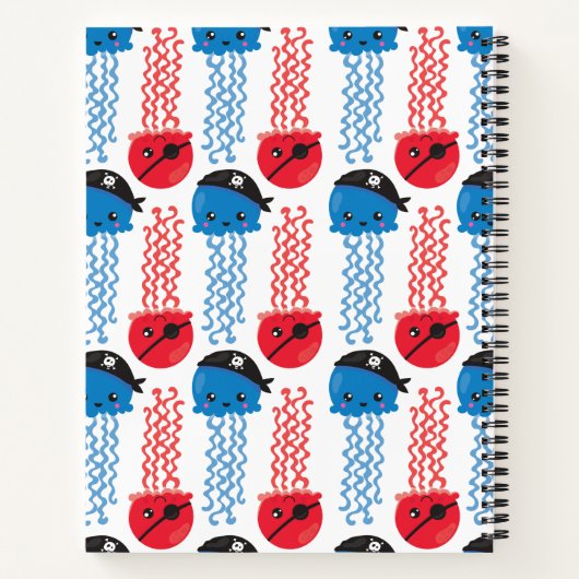 Pirate Jellyfish, Quallen Muster, Ihr Name Notizblock (Rückseite)