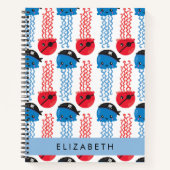 Pirate Jellyfish, Quallen Muster, Ihr Name Notizblock (Vorderseite)