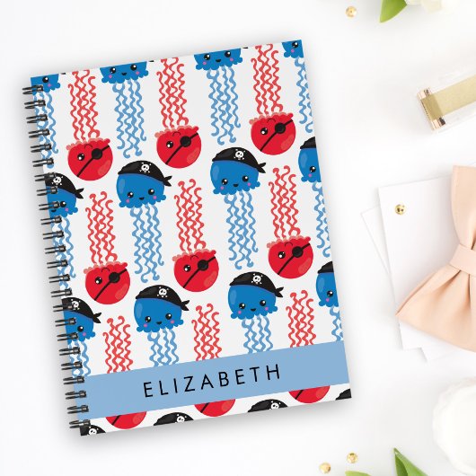 Pirate Jellyfish, Quallen Muster, Ihr Name Notizblock