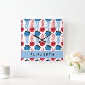 Pirate Jellyfish, Quallen Muster, Ihr Name Quadratische Wanduhr (Zuhause)