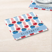 Pirate Jellyfish, Quallen Muster, Ihr Name Rechteckiger Pappuntersetzer (angewinkelt)