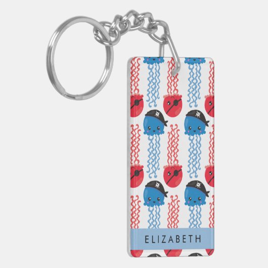 Pirate Jellyfish, Quallen Muster, Ihr Name Schlüsselanhänger (Vorderseite links)