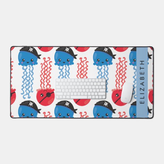 Pirate Jellyfish, Quallen Muster, Ihr Name Schreibtischunterlage (Tastatur & Maus)