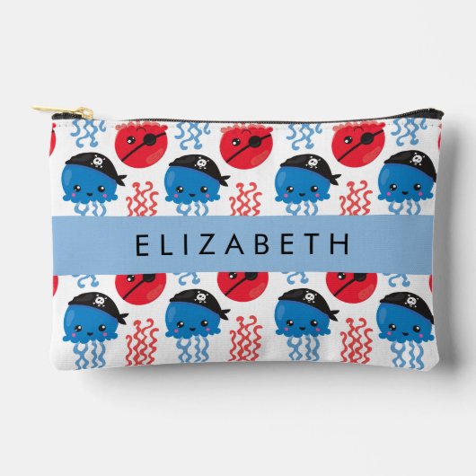 Pirate Jellyfish, Quallen Muster, Ihr Name Zubehörtasche (Vorderseite)