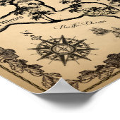 Pirate Karte der Karibik mit Kraken Poster (Ecke)