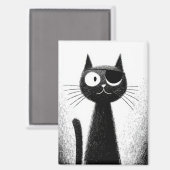 Pirate Katze – Süße, minimale Katzenkunst Magnet (Vorderseite/Rückseite)