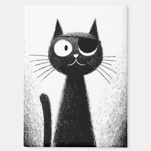 Pirate Katze – Süße, minimale Katzenkunst Magnet (Vorderseite)