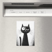 Pirate Katze – Süße, minimale Katzenkunst Magnet (In Situ (Geschirrspüler))