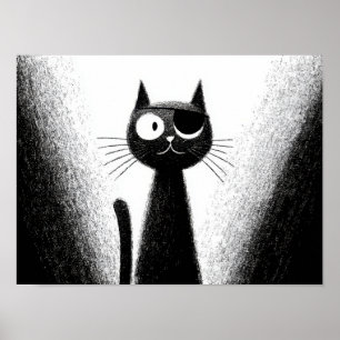 Pirate Katze – Süße, minimale Katzenkunst Poster