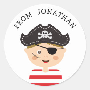 Pirate-Kinder-Geburtstagsgeschenk Jungen-Abenteu Runder Aufkleber