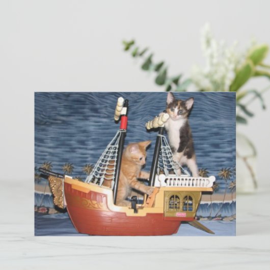 Pirate Kittens Grußkarte (Stehend Vorderseite)