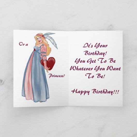 Pirate Kitty oder Hübsche Prinzessin? Geburtskarte Karte (Innenseite)