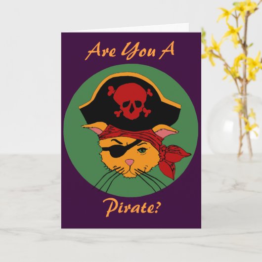 Pirate Kitty oder Hübsche Prinzessin? Geburtskarte Karte (Gelbe Blume)