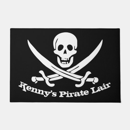 Pirate Lair Personalisiert Skull and Cutlasses Fußmatte (Vorderseite)