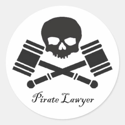 Pirate Lawyer Round Aufkleber mit Grenzen (Vorderseite)