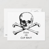 Pirate-Logo "Fish or Cut Bait" Piratenflagge Postkarte (Vorne/Hinten)
