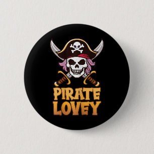 Pirate Lovey Funny Captain Matching Halloween Cost Button