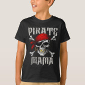 Pirate Mama Piratenflagge Flag und Skull Crossbone T-Shirt (Vorderseite)