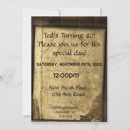 Pirate Map Einladung (Rückseite)