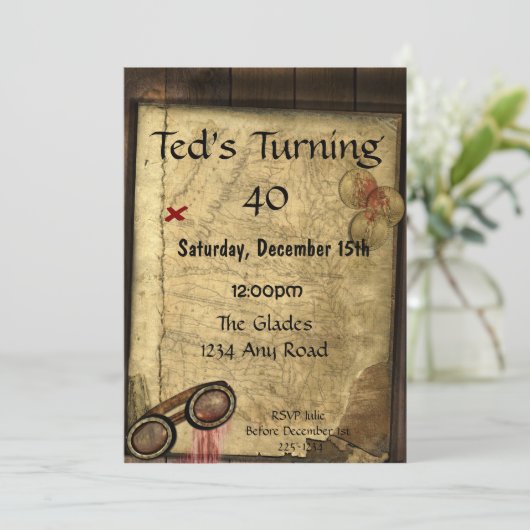 Pirate Map Einladung (Stehend Vorderseite)