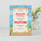 Pirate Map Kindergeburtstag Einladung (Stehend Vorderseite)