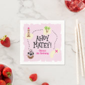 Pirate Map Pink Birthday Serviette (Beispiel)