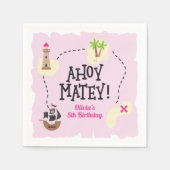 Pirate Map Pink Birthday Serviette (Vorderseite)