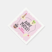 Pirate Map Pink Birthday Serviette (Ecke)