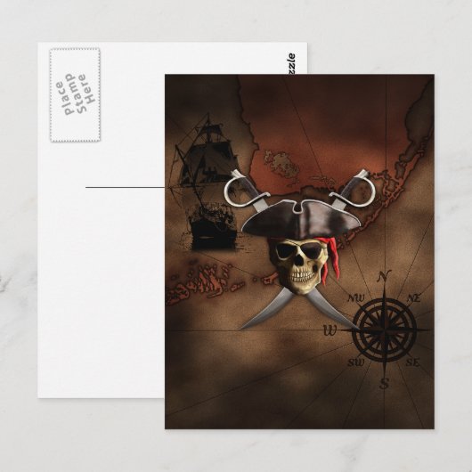 Pirate Map Postkarte (Vorne/Hinten)