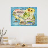 Pirate Map Print - Große Leinwand Poster (Küche)