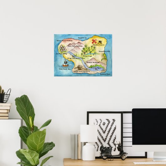 Pirate Map Print - Small Poster (Heimbüro)