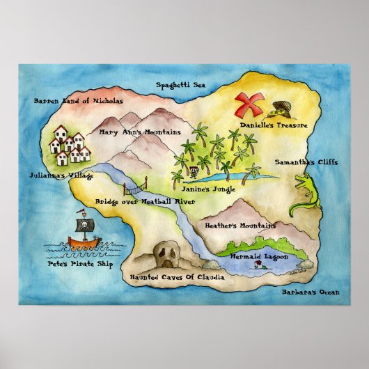 Pirate Map Print - Small Poster (Vorne)