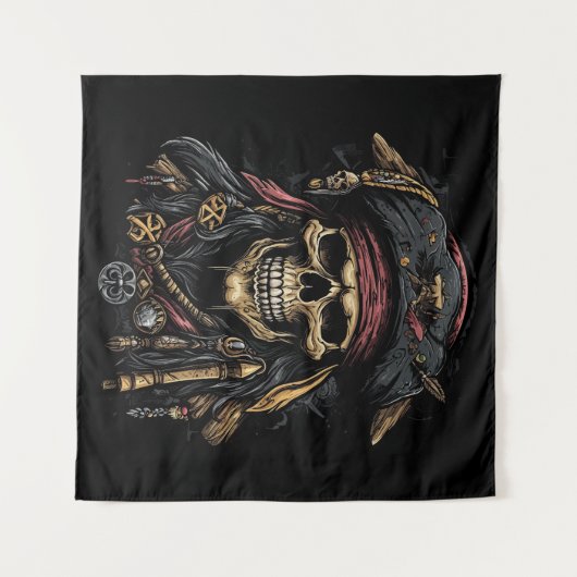 Pirate Mascot Tapestry Wandteppich (Vorderseite (Horizontal))