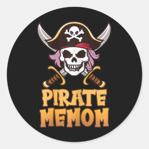Pirate Memom Funny Captain Matching Halloween Cost Runder Aufkleber