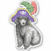 Pirate Miniature Poodle Vinyl Sticker (Vorderseite)
