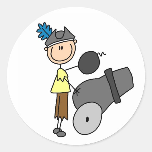 Pirate mit Cannon-Aufkleber Runder Aufkleber (Vorderseite)