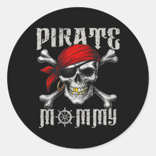 Pirate Mommy Piratenflagge Flag und Schädelknochen Runder Aufkleber