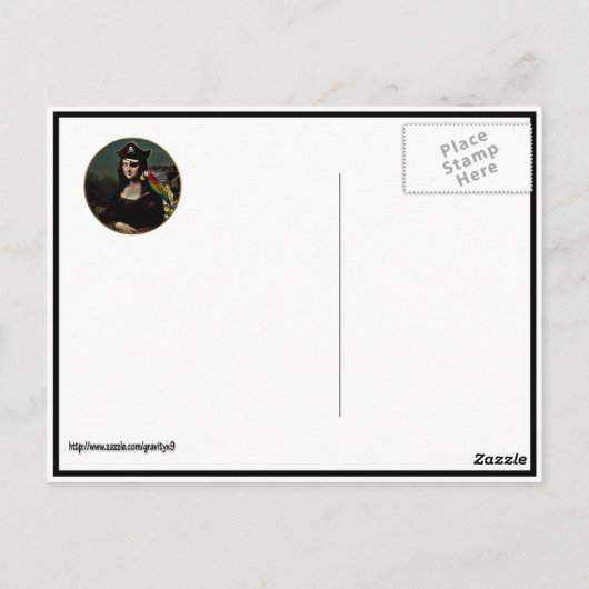 Pirate Mona Lisa mit Augenpflaster Postkarte (Rückseite)