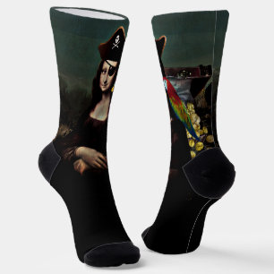 Pirate Mona Lisa mit Augenpflaster Socken