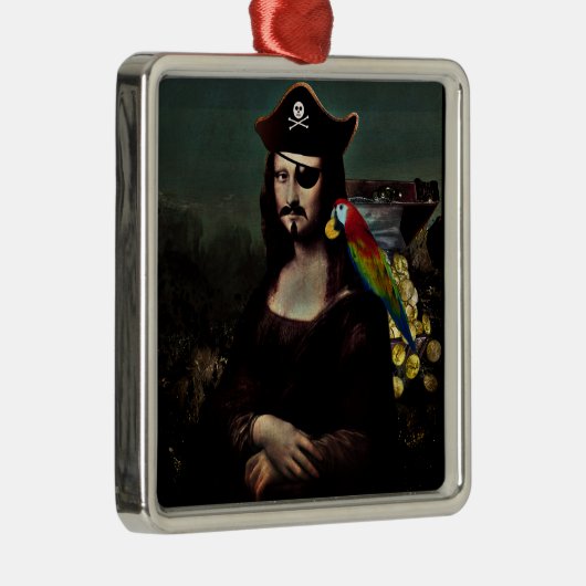 Pirate Mona Lisa with Eye Patch Ornament Aus Metall (Rechts)