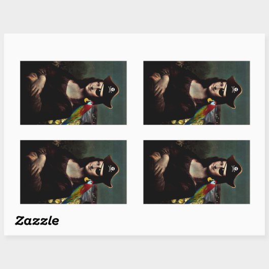 Pirate Mona Lisa with Eye Patch Rechteckiger Aufkleber (Blatt)