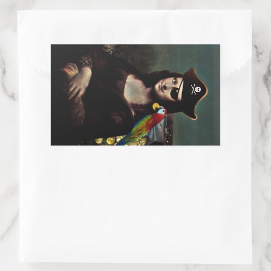 Pirate Mona Lisa with Eye Patch Rechteckiger Aufkleber (Tasche)