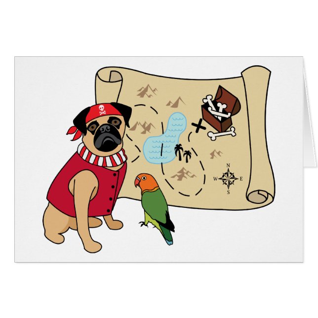 Pirate Mops Cards - New Mops Design - ARRGHH (Vorderseite (Horizontal))